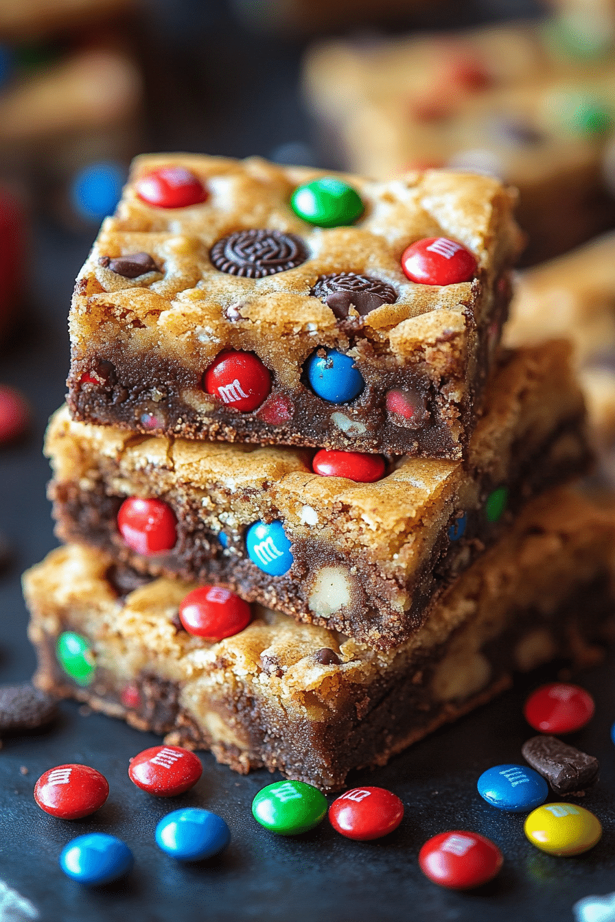 M&M Oreo Cookie Holiday Bars