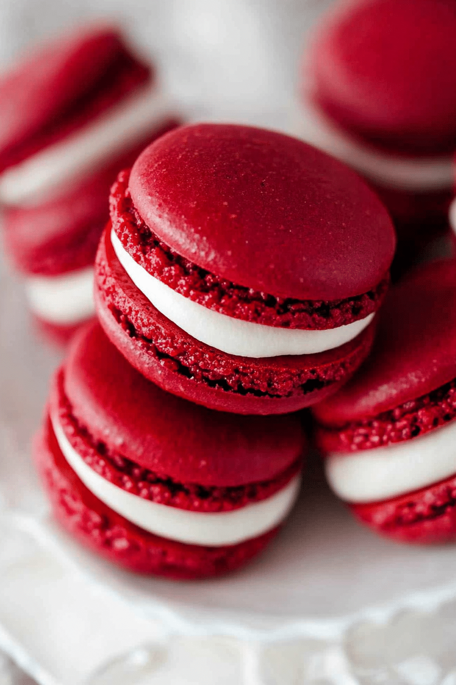 Red Velvet Macarons with Cream Cheese Frosting