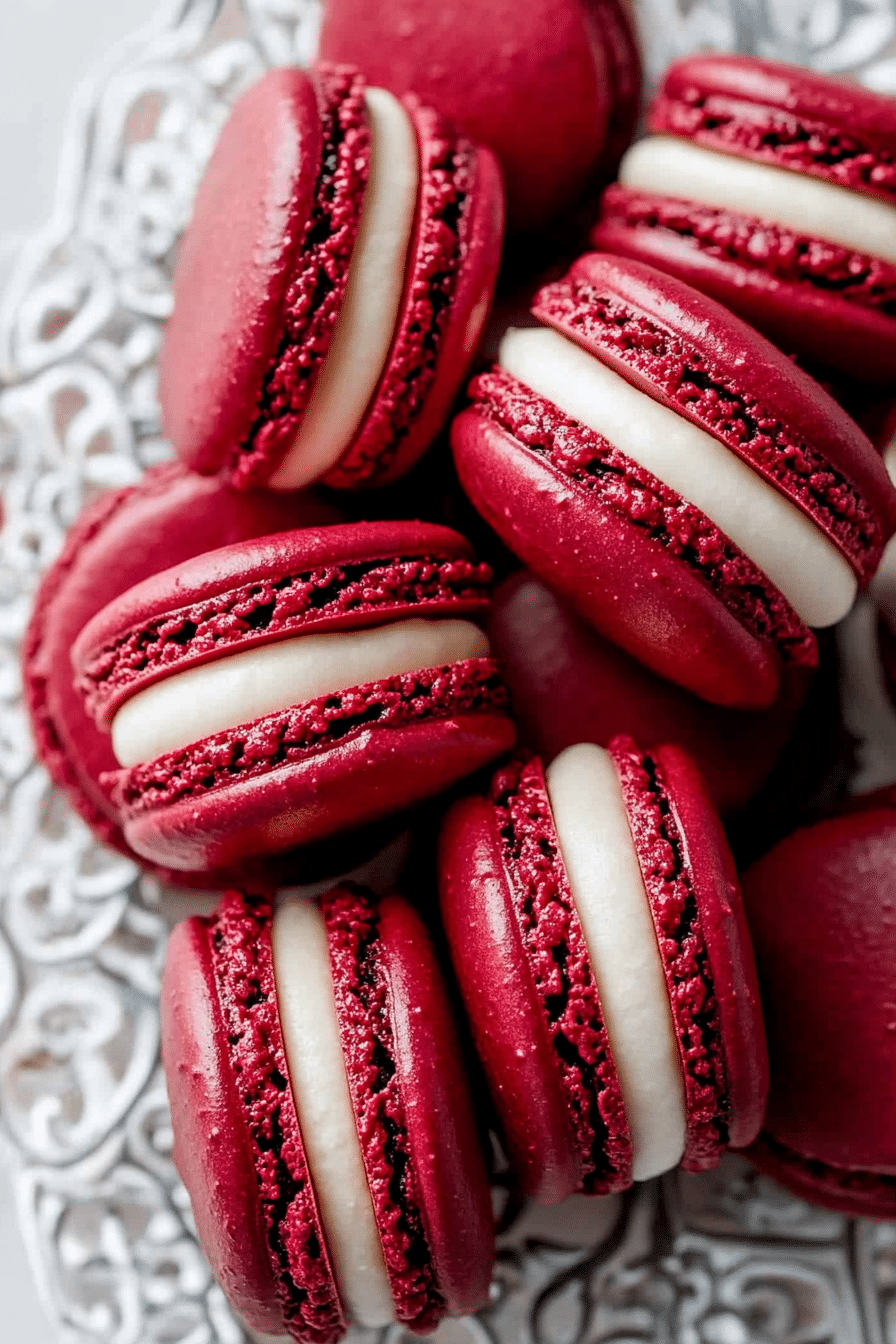 Red Velvet Macarons with Cream Cheese Frosting