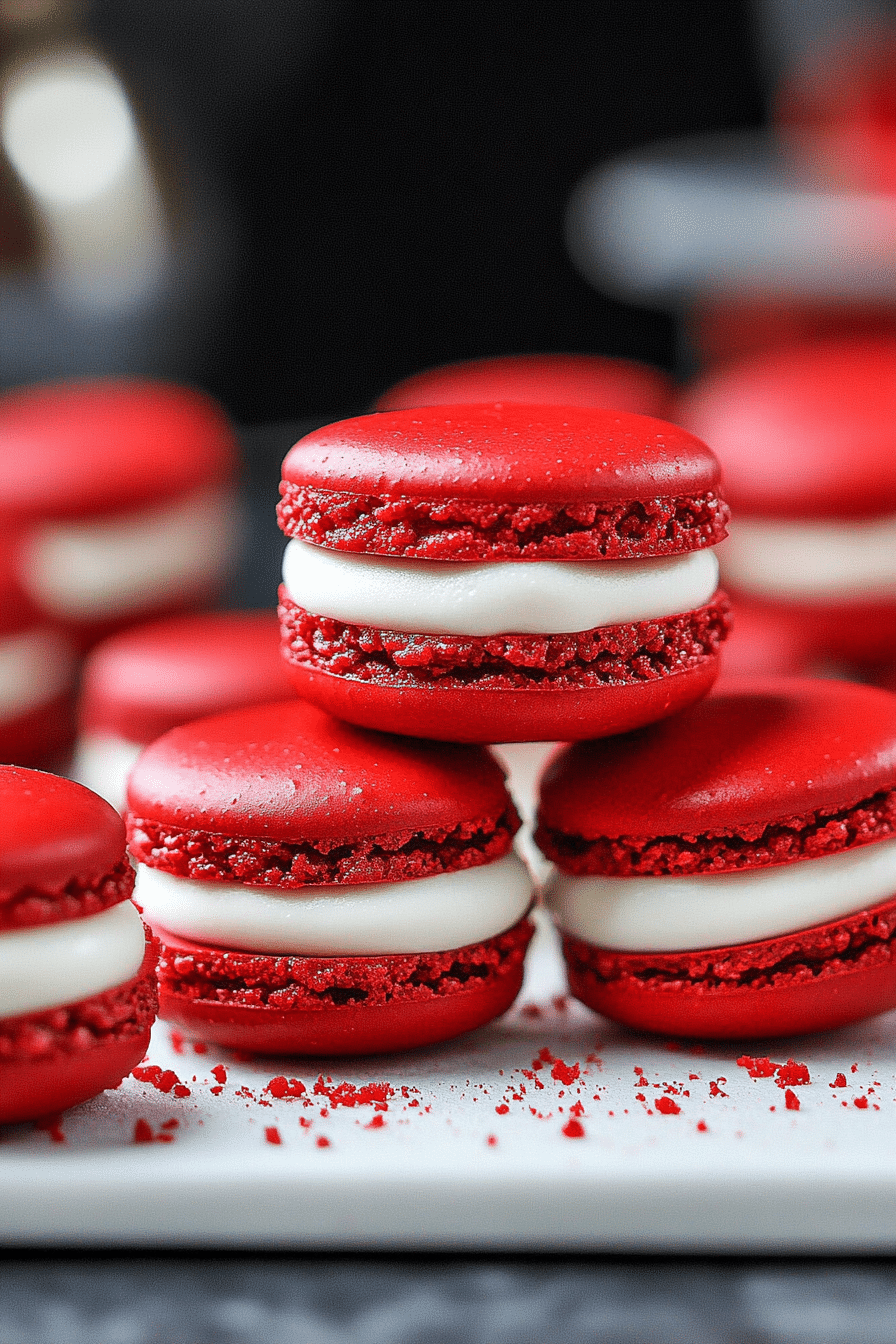 Red Velvet Macarons with Cream Cheese Frosting