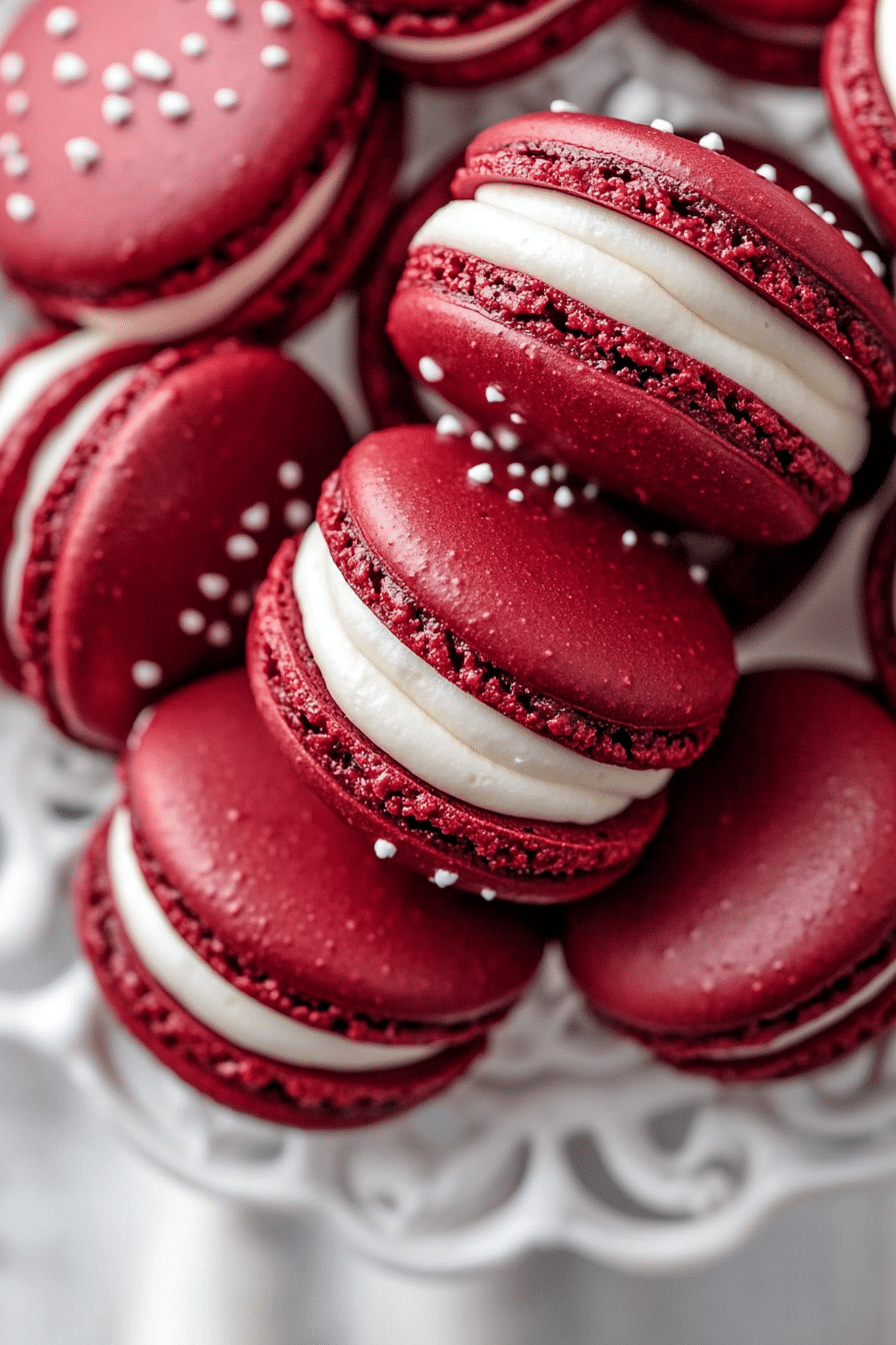 Red Velvet Macarons with Cream Cheese Frosting