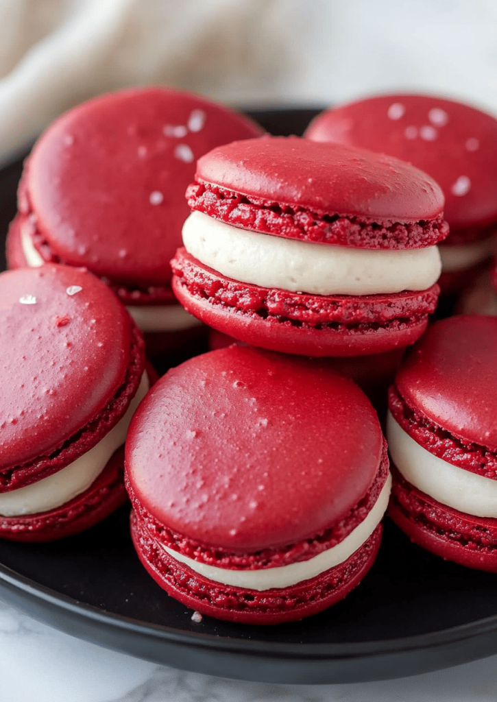 Red Velvet Macarons with Cream Cheese Frosting