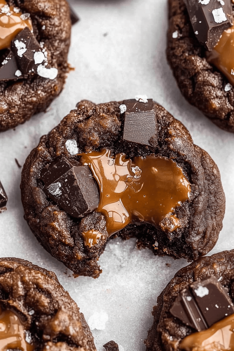 Salted Caramel Chocolate Fudge Cookies