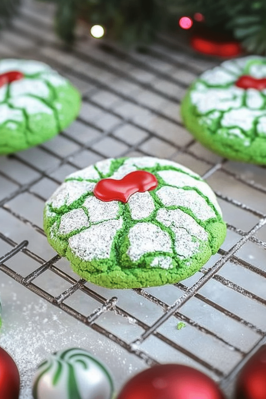 Grinch Crinkle Cookies