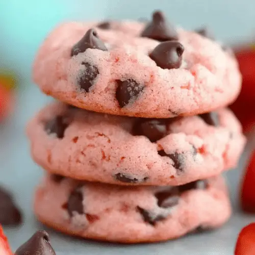 Strawberry Cake Mix Cookies With Chocolate Chips