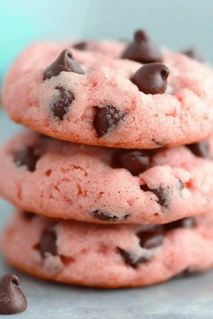 Strawberry Cake Mix Cookies With Chocolate Chips