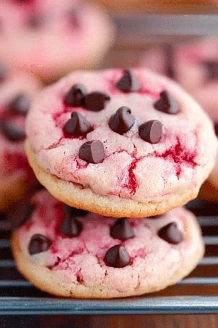 Strawberry Cake Mix Cookies With Chocolate Chips