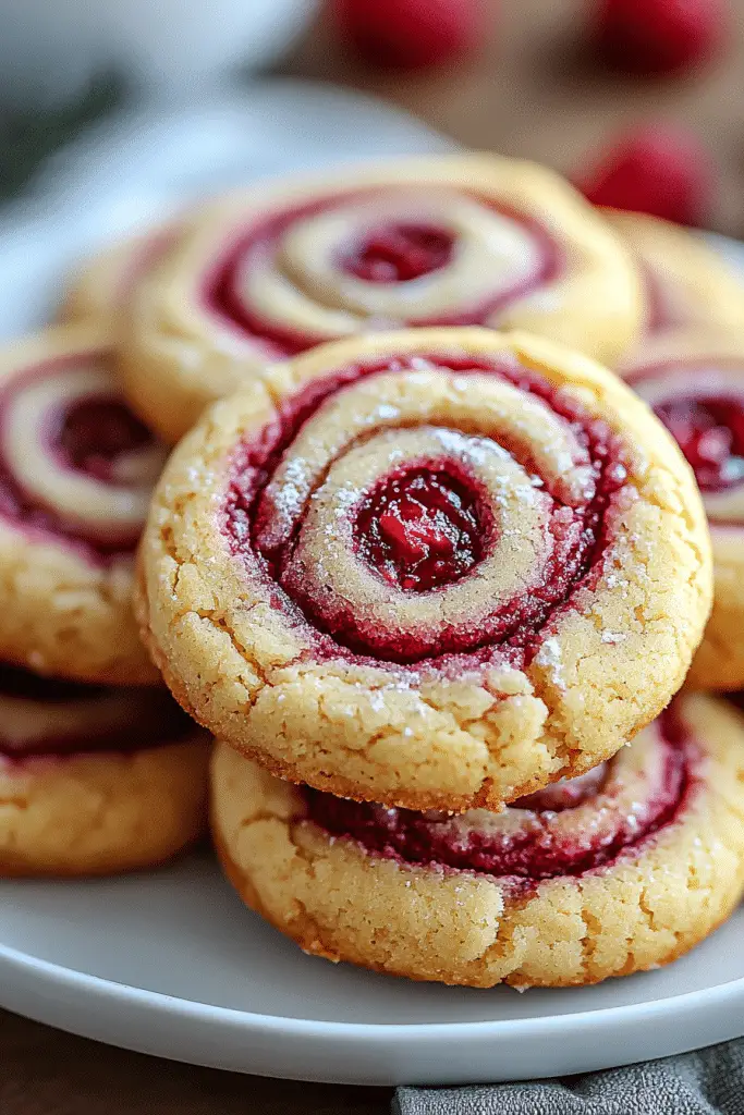 Raspberry Swirl Cookies with Buttery Shortbread Base