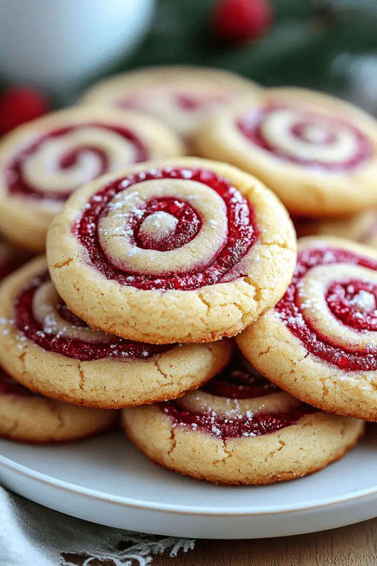 Raspberry Swirl Cookies with Buttery Shortbread Base
