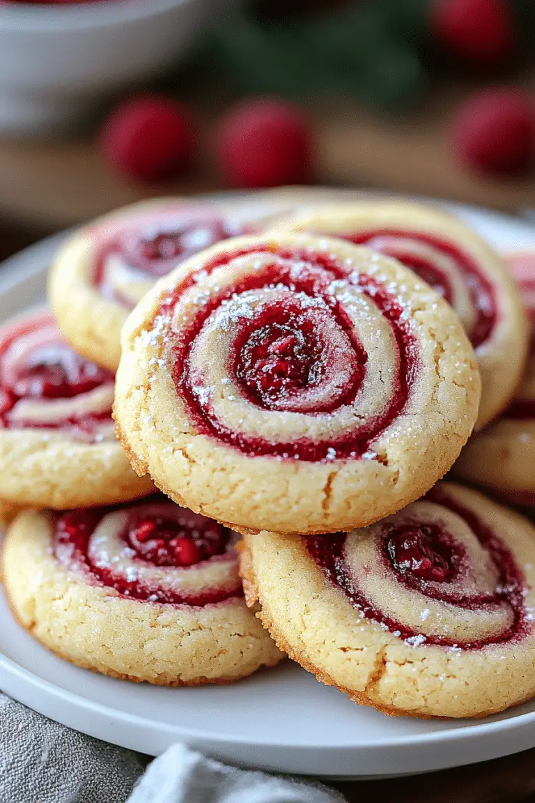 Raspberry Swirl Cookies with Buttery Shortbread Base
