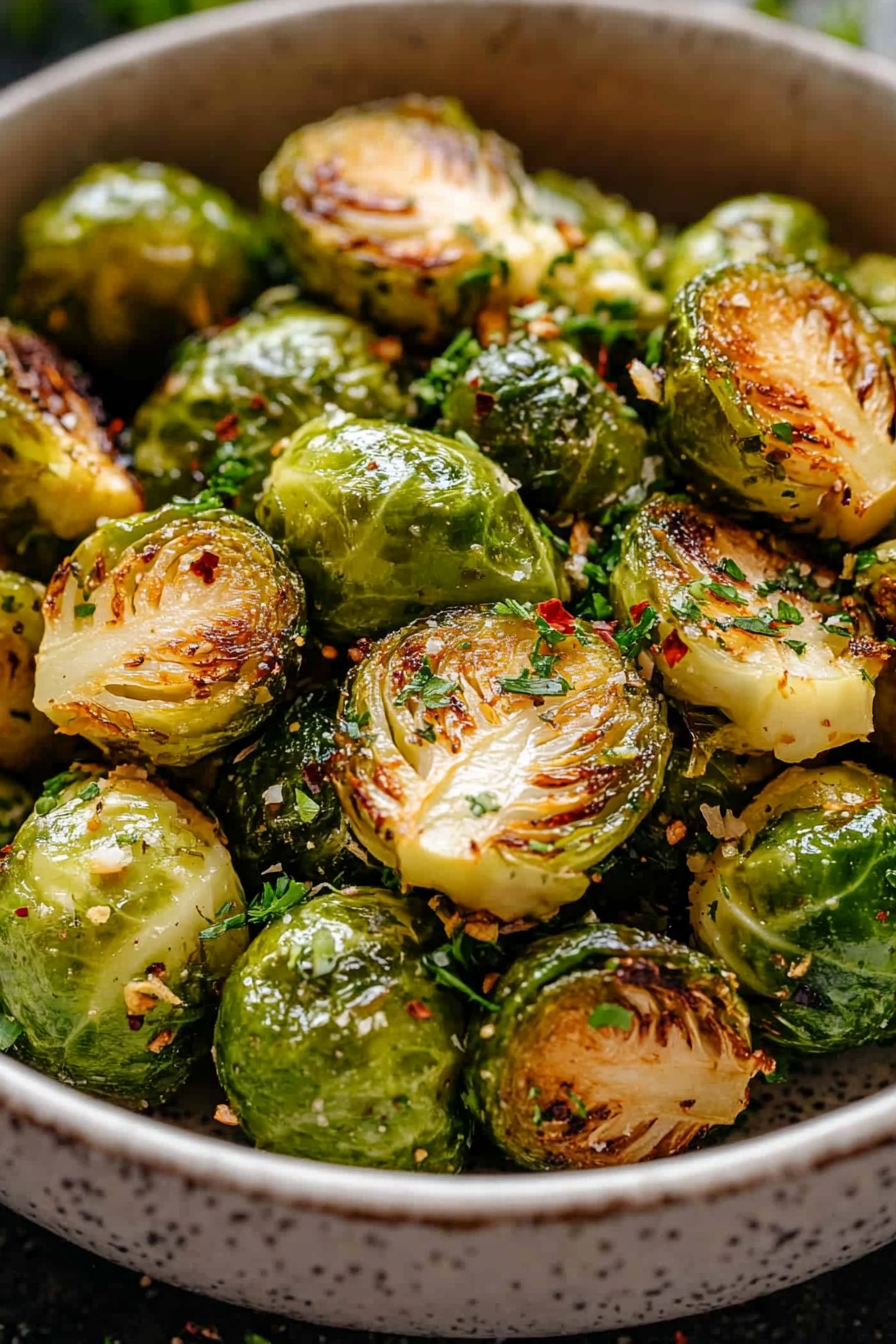Air Fryer Brussels Sprouts Recipe Final Dish Presentation