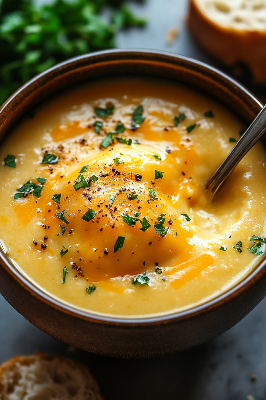 Beer and Cheddar Cheese Soup Recipe Final Dish Presentation