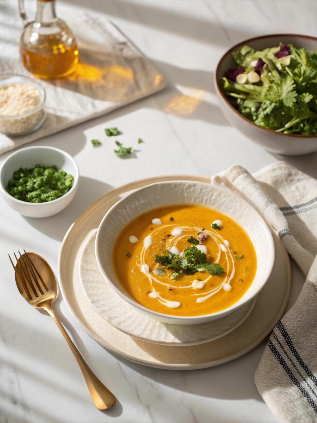 Curried Butternut Squash Soup Recipe serving suggestion