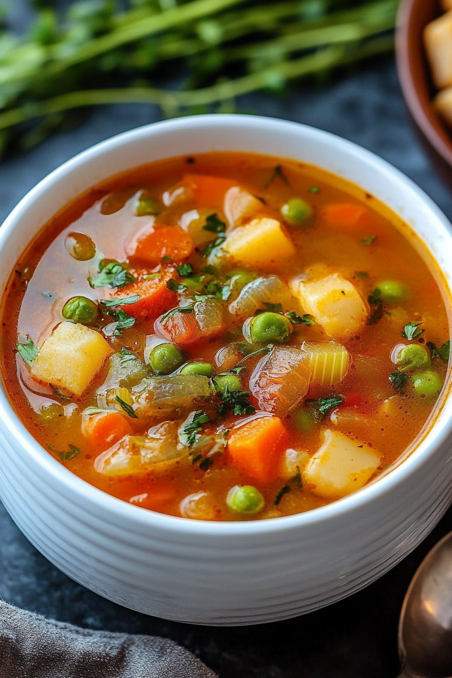 Delicious Slow Cooker Vegetable Soup Final Dish Presentation