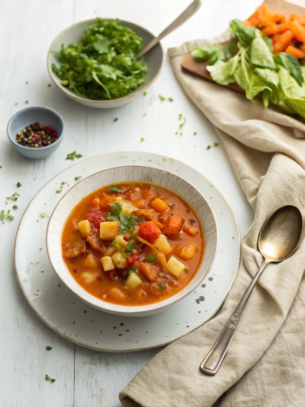 Delicious Slow Cooker Vegetable Soup serving suggestion
