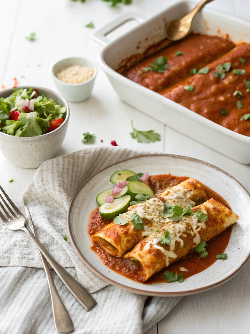 Homemade Enchilada Sauce Recipe from Diethood serving suggestion