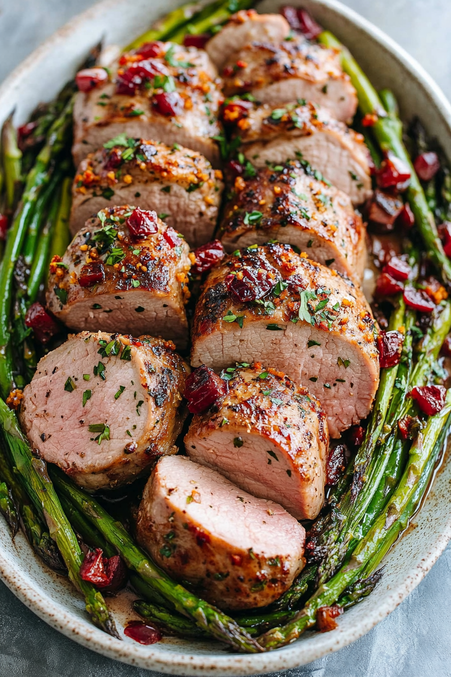 Roasted Pork Tenderloin with Asparagus Recipe Final Dish Presentation