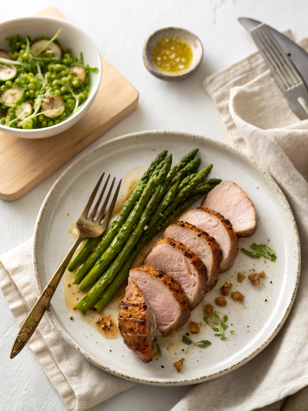 Roasted Pork Tenderloin with Asparagus Recipe serving suggestion