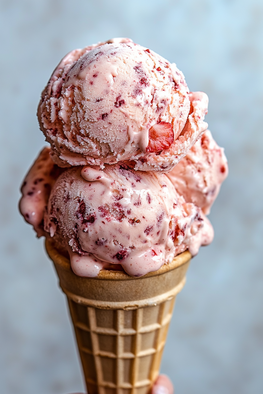 Strawberry Cheesecake Ice Cream Recipe Final Dish Presentation