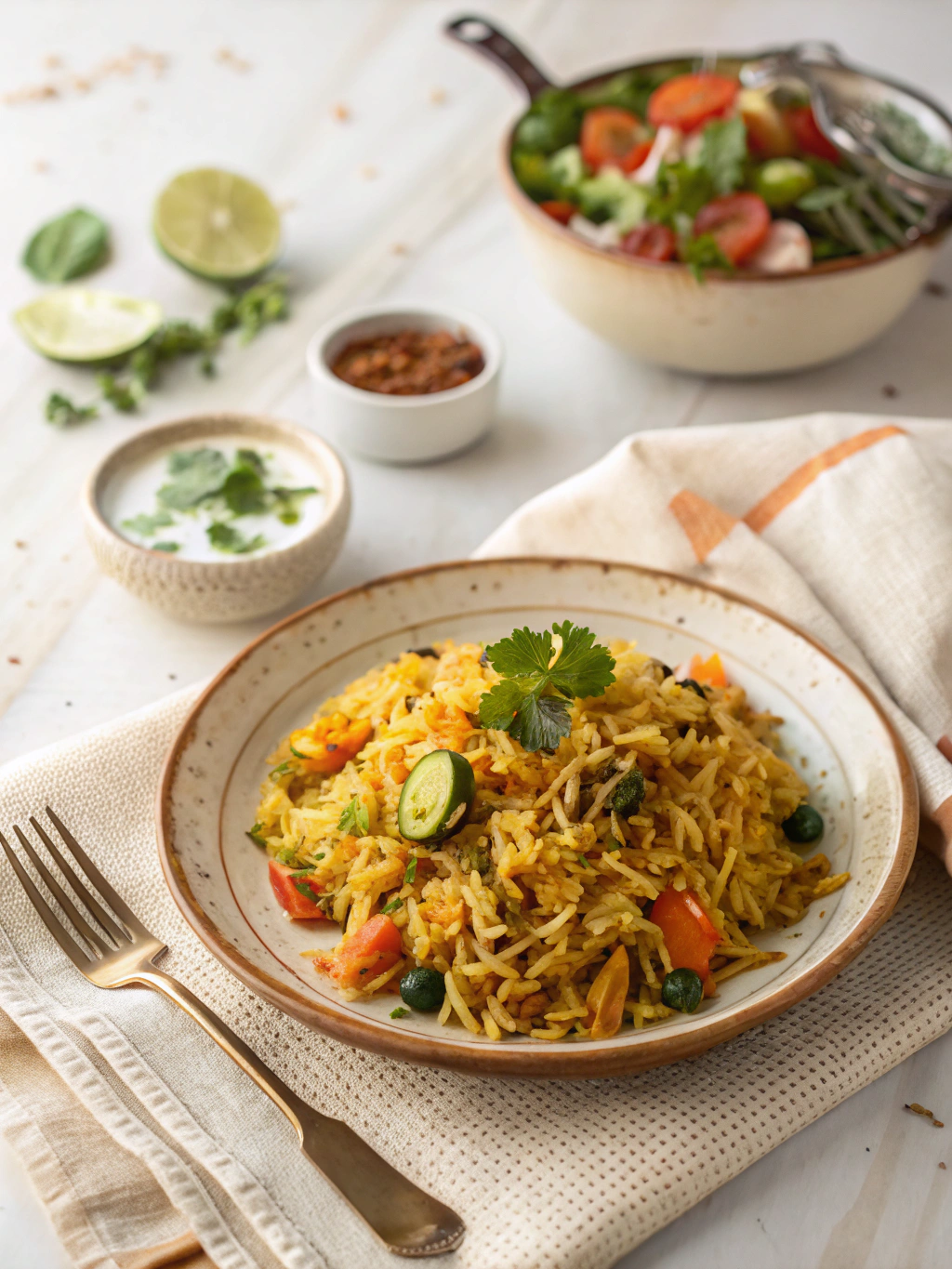Vegetable Biryani Rice Recipe: A Flavorful Indian Dish serving suggestion