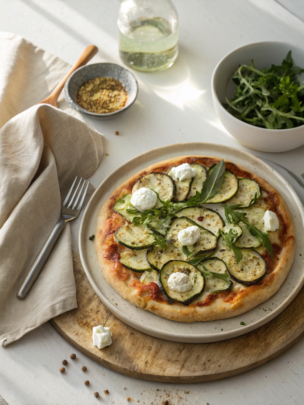 Zucchini and Goat Cheese Pizza Recipe serving suggestion