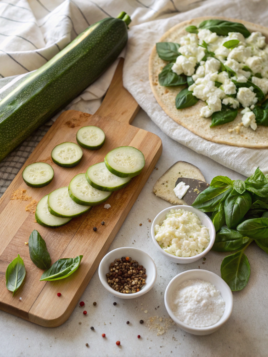 Zucchini and Goat Cheese Pizza Recipe ingredients