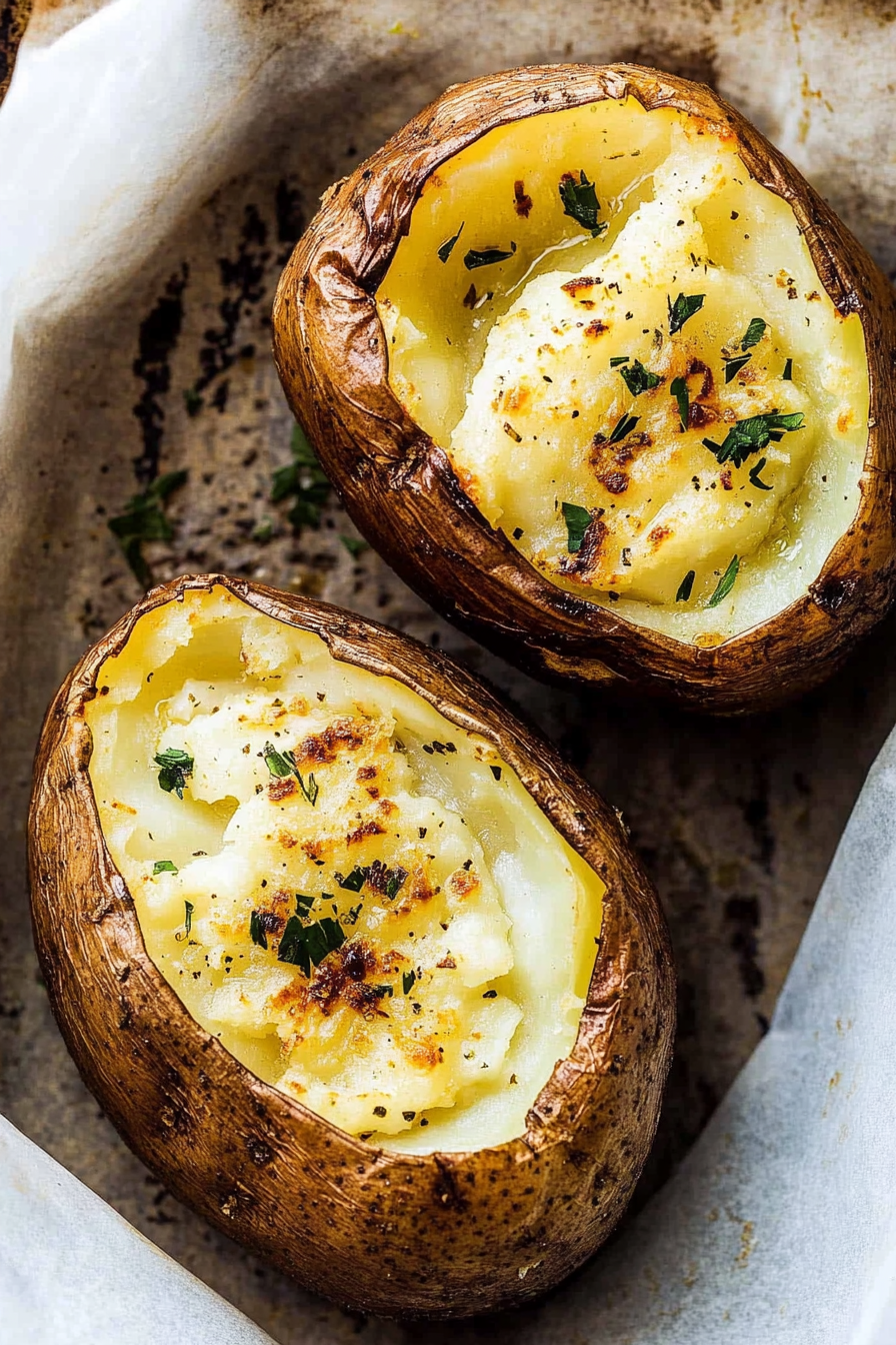 Air Fryer Baked Potatoes Recipe Final Dish Presentation
