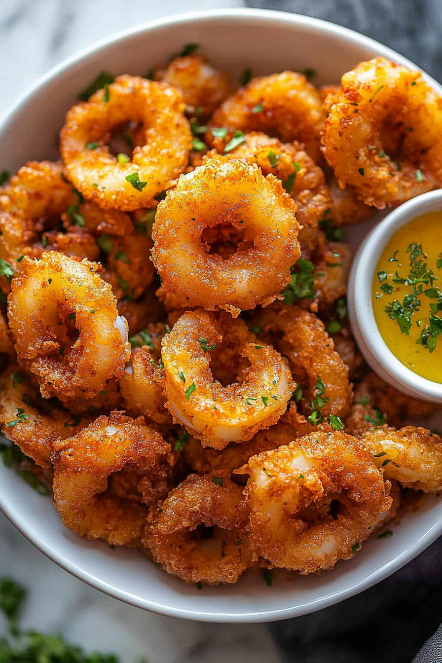Air Fryer Fried Calamari Recipe Final Dish Presentation