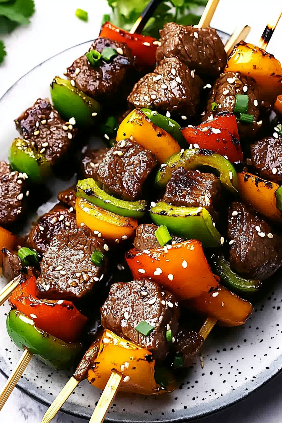 Asian Beef Skewers Recipe: Discover a Delicious Grilling Delight Final Dish Presentation