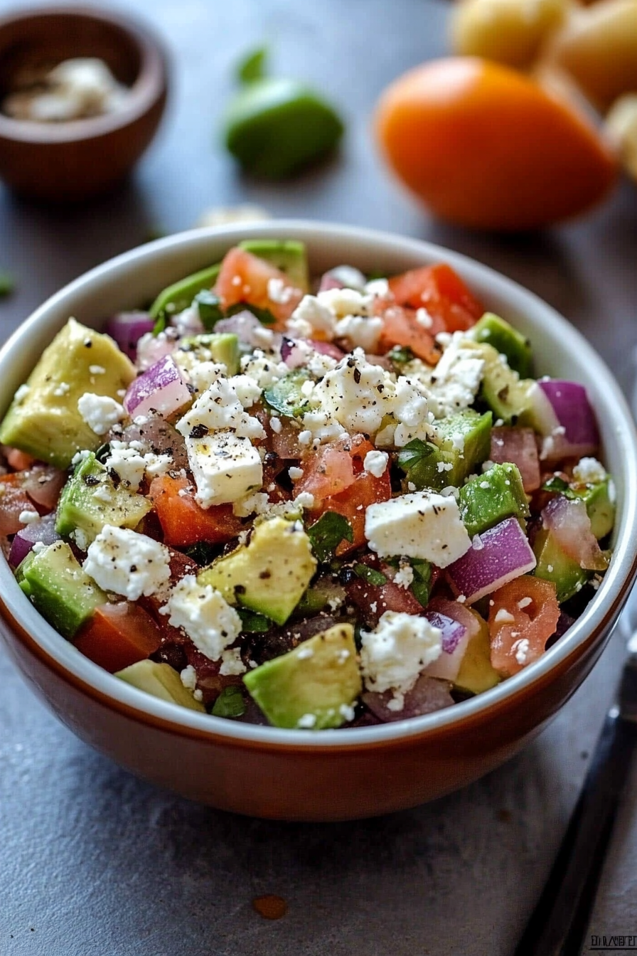 Avocado Feta Salsa Recipe Final Dish Presentation