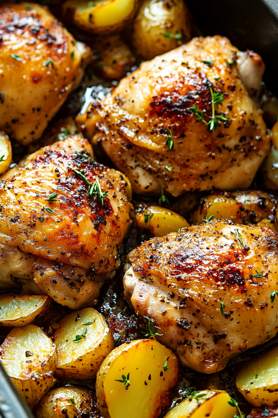 Baked Chicken Thighs with Potatoes Recipe Final Dish Presentation