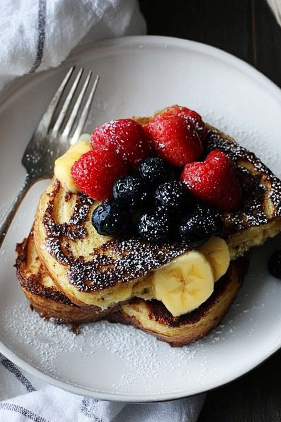 Banana Bread Stuffed French Toast Recipe Final Dish Presentation