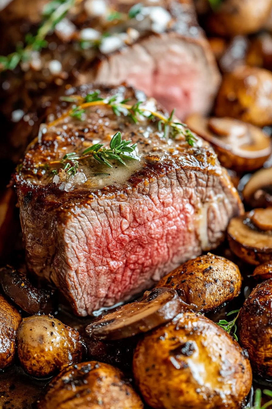 Beef Tenderloin with Savory Mushroom Gravy Recipe Final Dish Presentation
