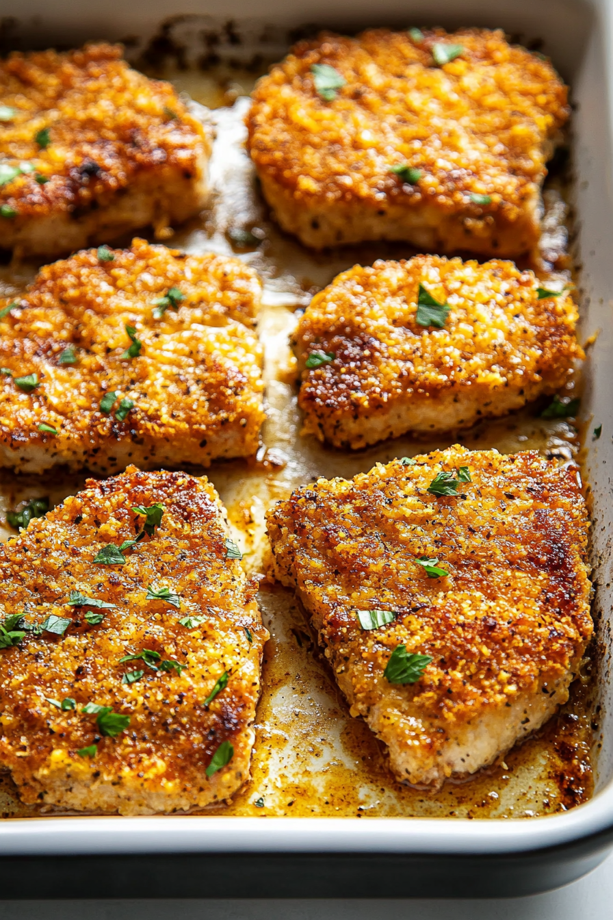 Breaded Baked Pork Chops Recipe Final Dish Presentation