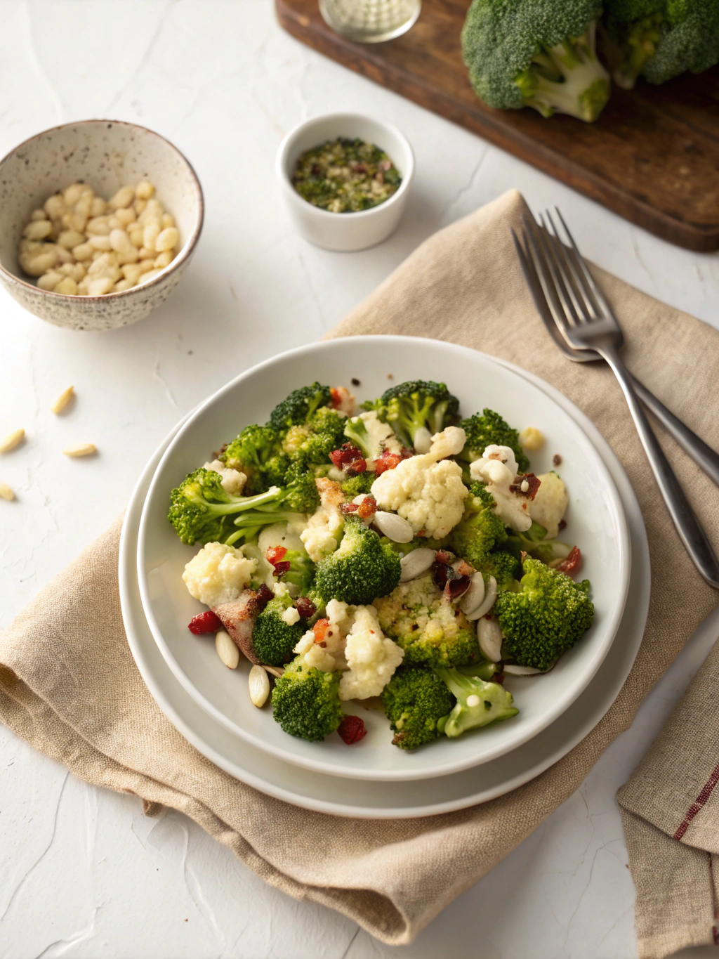 Broccoli and Cauliflower Salad Recipe serving suggestion