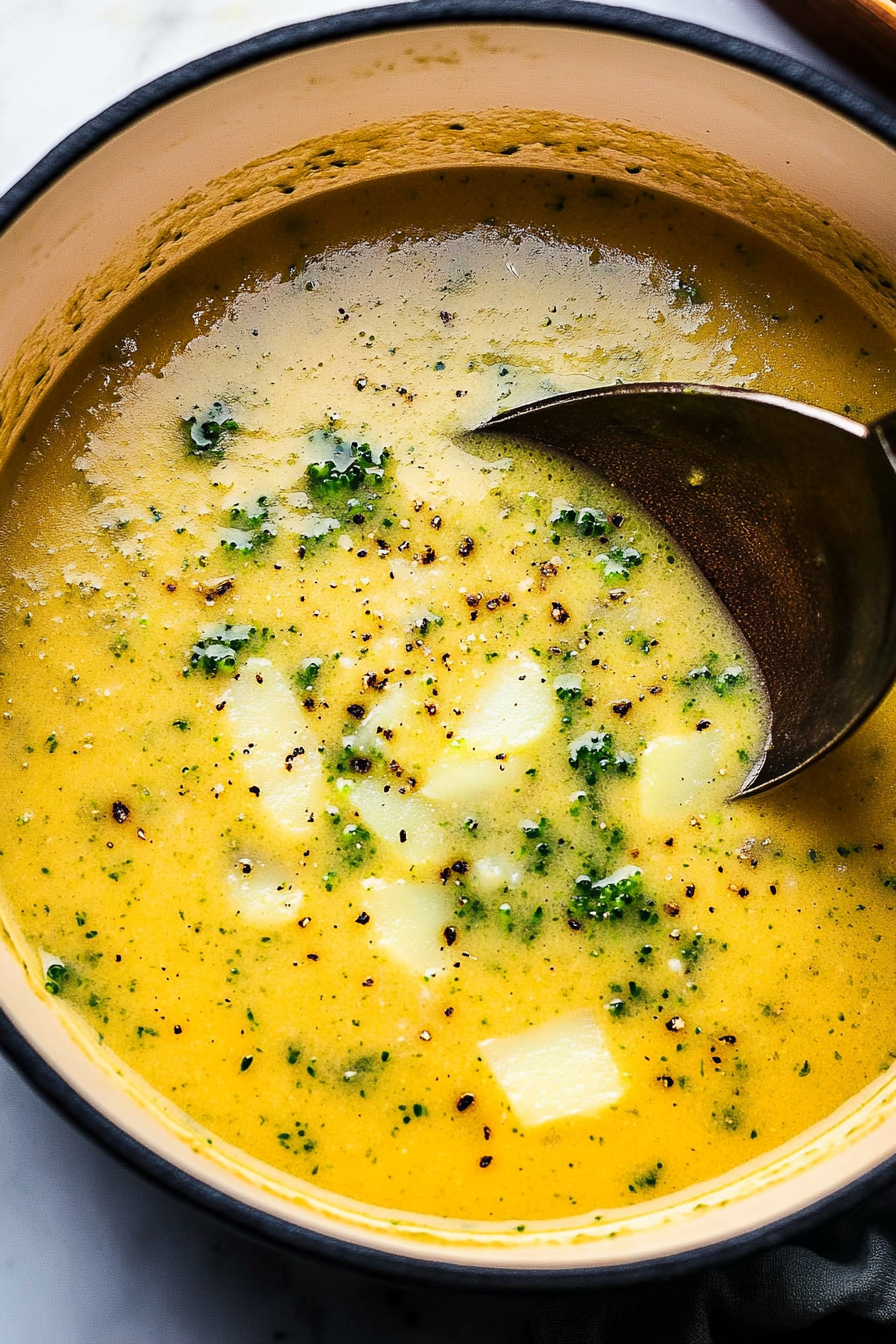 Broccoli and Potato Soup Recipe Final Dish Presentation