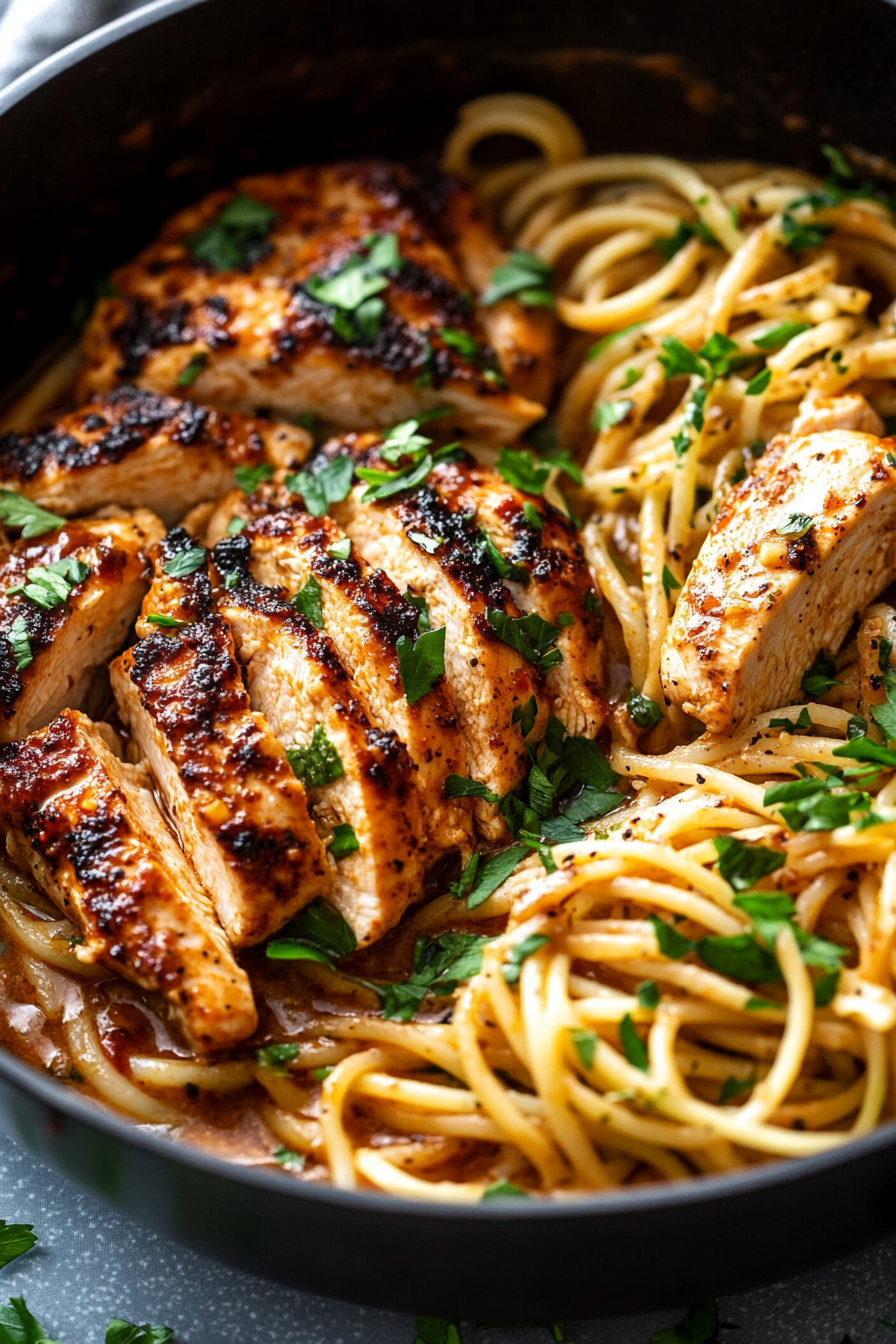 Cajun Chicken Pasta with Zucchini Noodles Recipe Final Dish Presentation
