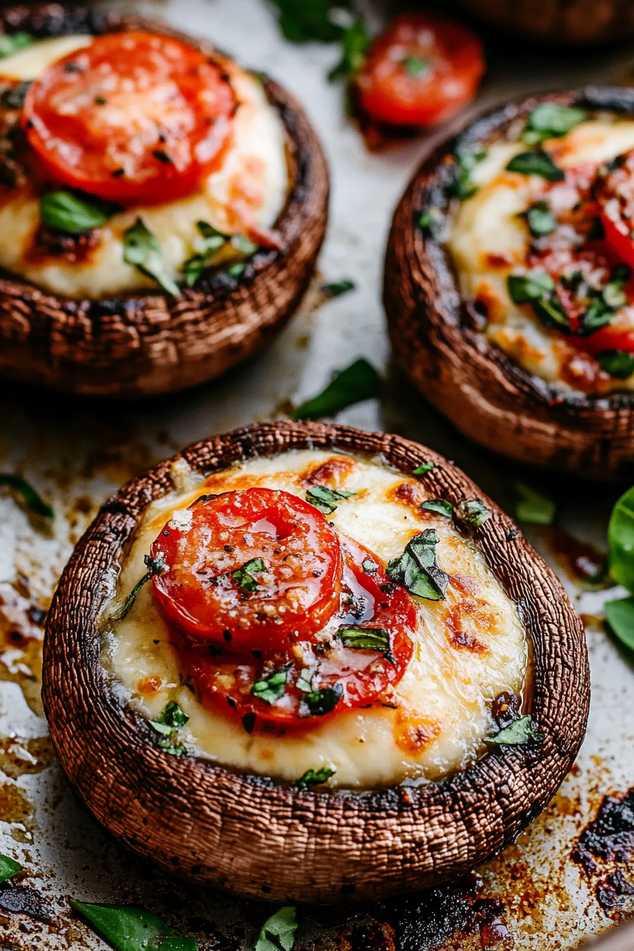 Caprese Stuffed Mushrooms Recipe Final Dish Presentation
