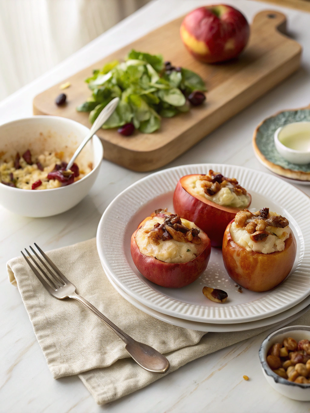 Cheesecake Stuffed Baked Apples Recipe serving suggestion
