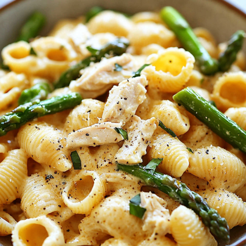 Creamy Chicken Asparagus Pasta Shells and Cheese Recipe