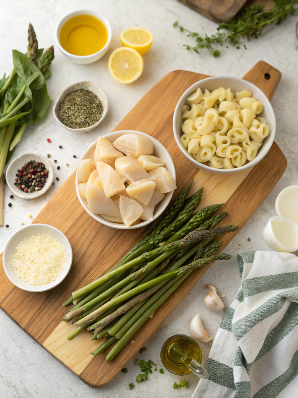 Creamy Chicken Asparagus Pasta Shells and Cheese Recipe ingredients