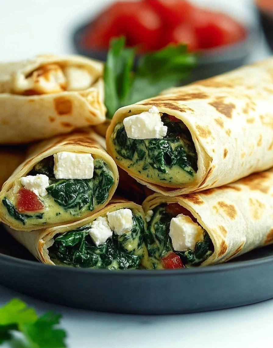 Creamy Spinach and Feta Cheese Tortilla Wraps Recipe