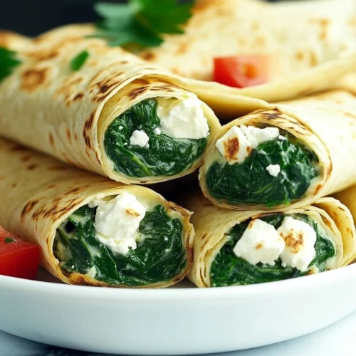 Creamy Spinach and Feta Cheese Tortilla Wraps Recipe