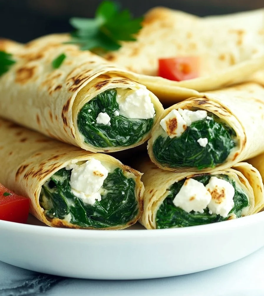 Creamy Spinach and Feta Cheese Tortilla Wraps Recipe