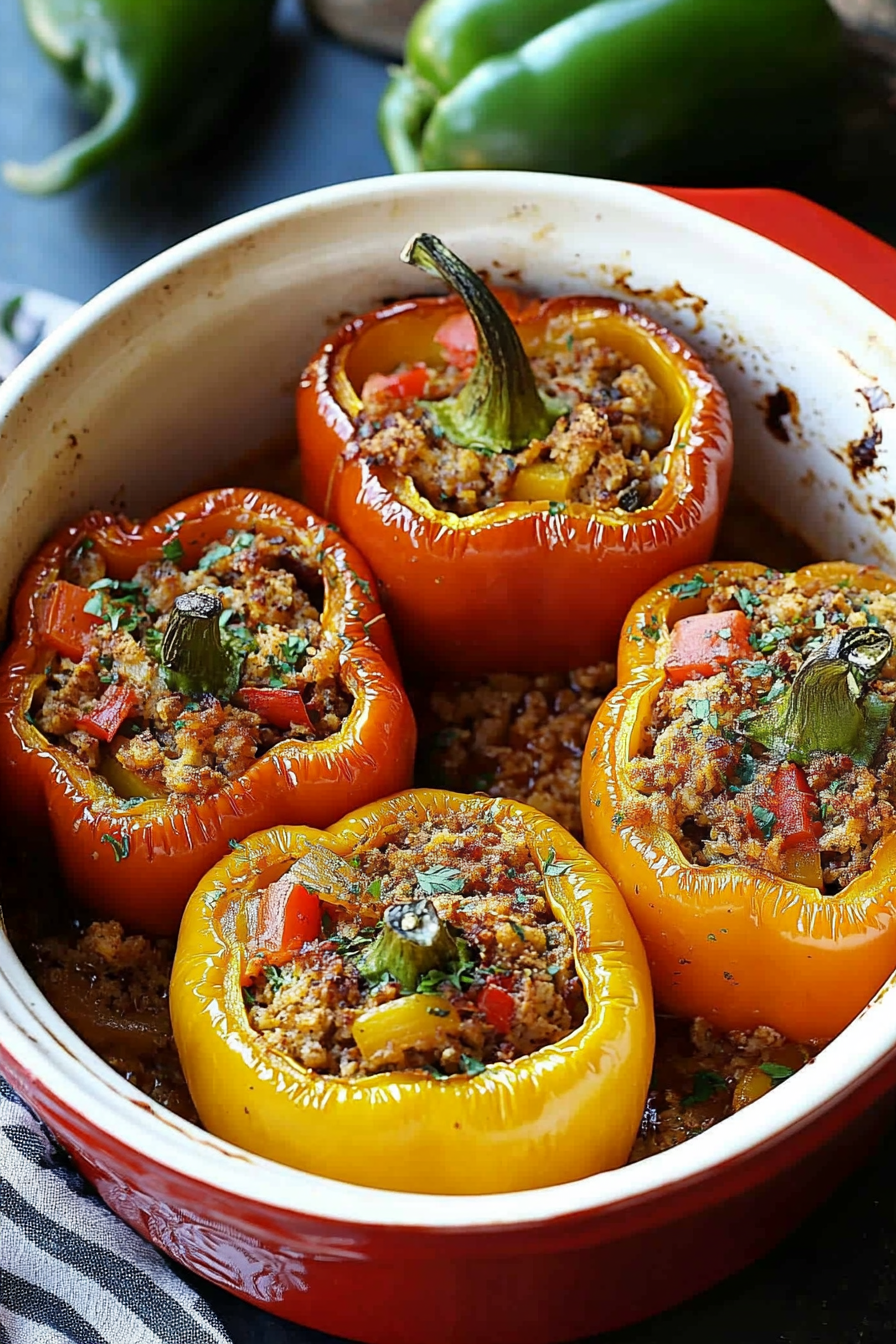 Crock Pot Stuffed Peppers Recipe Final Dish Presentation