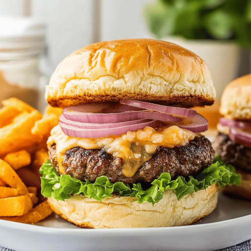 Easy Air Fryer Cheese-Stuffed Burgers