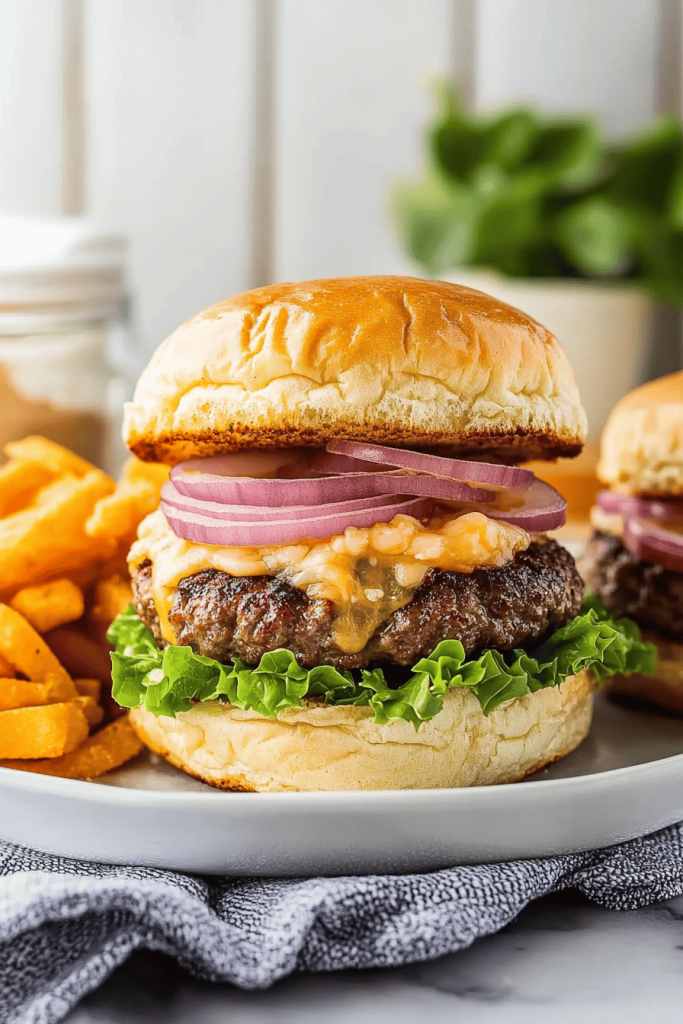 Easy Air Fryer Cheese-Stuffed Burgers