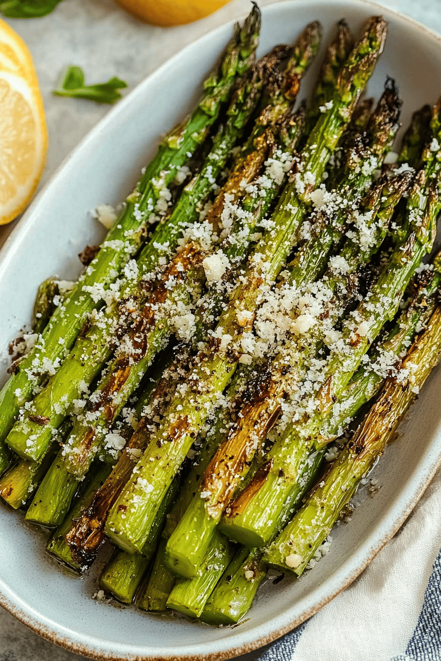 Easy Air Fryer Roasted Asparagus Recipe Final Dish Presentation