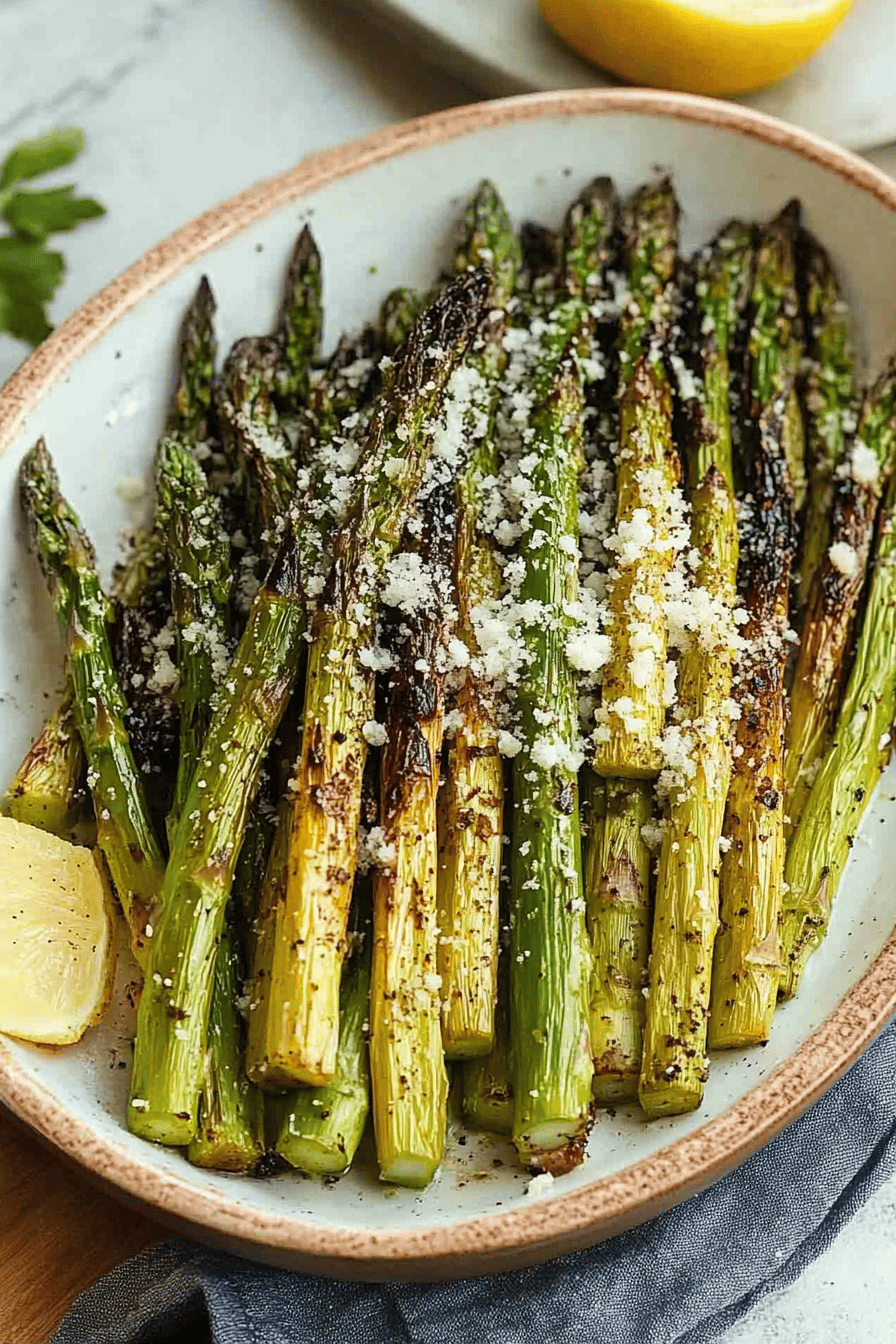 Easy Air Fryer Roasted Asparagus Recipe Final Dish Presentation
