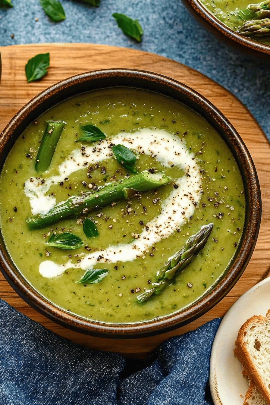 Easy Asparagus Soup Recipe Final Dish Presentation